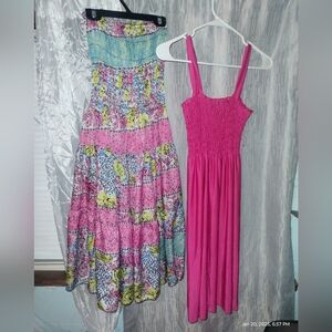 💯💯Dress Bundle tube stretch Eros size small/med Hot pink & sequined strapless